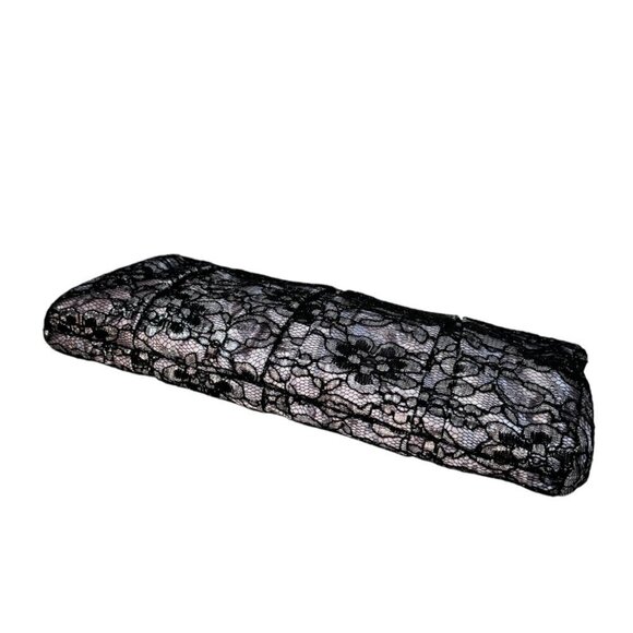 Express Clutch Evening Bag Black Silver Lace Kiss Lock Rectangular Whimsigoth - Picture 5 of 9